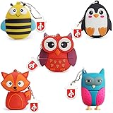 Chiavetta USB da 16 GB Confezione da 5 Pezzi, BorlterClamp Pen Drive Scheda di Memoria con Grafica Animale Carino, Regalo per