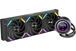 SAMA Q60 360mm AIO Liquid CPU Cooler, 2.8" LCD Display, Quiet FDB PWM Fans, High-Performance Pump, Intel LGA 1700/1851/1200/115X/2011/1366 & AMD AM5/AM4 Compatible – Black