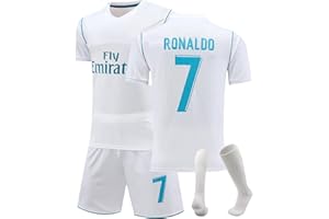 GENERIC 2017-2018 Season R.Madrid No.7 Ronaldo Football Kits,24/25 Ronaldo Portugal Soccer Jerseys Activewear Football Training Shirts Shorts and Socks for Kids and Adults