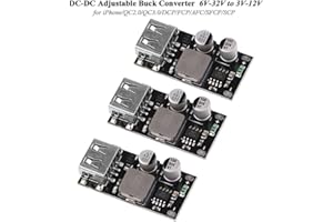 Innovateking-EU 3 Stücke DC-DC Buck Converter Step Down Converter 6V-32V zu 3V-12V Einstellbare Stromversorgung 24V zu 12V 5V 3V USB Spannungsregler Schnellladung für iPhone/ QC2.0/ QC3.0/ DCP/FCP