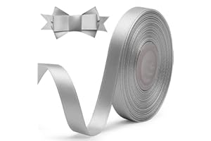 MacroHu Nastro Raso,1cm x 23M Nastro Decorativo Con Fiocco, Nastro Colorato Raso per Regalo Decorazione,Compleanno,Decor di Nozze,Regali Decor,Natalizi,Palloncini,DIY-Creazione (Grigio)