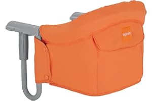 Inglesina Fast, Siège de Table Pliable, Orange (Orange), Facile à Transporter, Lavable, Installation Sécurisée, Jusqu'à 15 kg, 35 x 27 x 42 cm