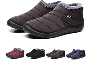 Hokuto Boojoy Winter Boots, Men and Women's Winter Snow Boots, Fur Lining Waterproof Slip On Outdoor Warm Ankle Boots