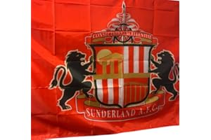 GENERIC Sunderland FC Official Football Flag, Red Club Crest Design, 5 x 3 Feet