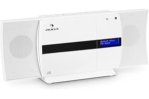 auna V-20 CD Player - Hifi System, Hi-fi Compact Stereo Systems, MP3, DAB + tuner, FM receiver, BT, NFC, USB, Remote control, LED display with time display, AUX input - White