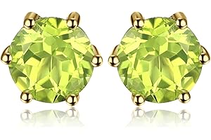 JewelryPalace Okrągły prawdziwy kamień szlachetny Ametyst Cytryn Granat Perydot Topaz Kolczyki sztyfty Srebro 925 Kolczyki damskie Srebrny kamień szlachetny Dziewczyny Różowe złoto Złoto