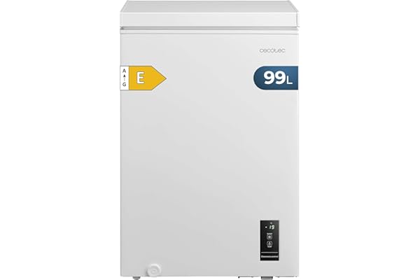 Cecotec Congelador Horizontal 99L Bolero CoolMarket Chest 99P White E. Cesta con Asas, Control Electrónico LED, UltraContact D-Cool, Dual Function, Puerta ZeroG (80º-30º), Fast Freezing, Compacto