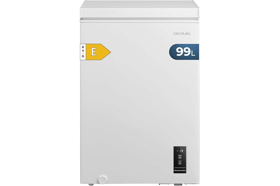 Cecotec Congelador Horizontal 99L Bolero CoolMarket Chest 99P White E. Cesta con Asas, Control Electrónico LED, UltraContact 