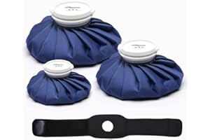 BICAREE Ice Packs for Injuries Reusable, Ice Cold Pack, Ice Bags Hot Water Bag for Hot & Cold Therapy and Pain Relief, 3 Ice Packs, 3 Sizes (6"/9"/11"), No-Leak Elastic Breathable Ice Bag