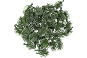 Ideen mit Herz Dekoracyjne gałązki jodły | zielone | długość 4 cm | 60 sztuk | sztuczne gałązki jodły | dekoracja wieńca adwentowego | zieleń jodłowa