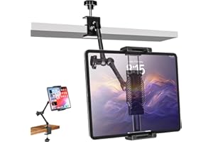 woleyi Soporte Tablet Cocina Escritorio [Apto para Mesa y Armario] Soporte para Tablet Estanteria con Brazo de Metal Ajustable para iPad Pro 12.9 Air Mini, Galaxy Tab Ultra, Switch, de 6-14.6"