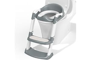 COOSEYA Reducteur Toilette Enfant,Rehausseur Toilette Enfant Bebe pour Les Garçons et Les Filles, Réducteur WC Filles Garçons Pliable Antidérapant Coussin doux Anti-éclaboussures (Gris)