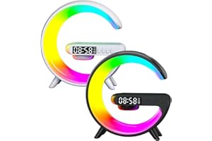 SHANNAN Lampade Da Comodino Con Ricarica Wireless,2023 Nuova Lampada Da Tavolo A LED Intelligente,Lampada A Forma Di G,Lampada Con Caricatore Wireless, Lampada Bluetooths,Sveglia Timer Che Cambia Colore