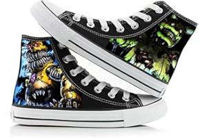 JIUMAOCLEU FNAF Shoes Security Breach Fazbear's Piazzari Anime Cosplay Leinwand Schuhe Horror Spiel Charakter Druck Schuhe Unisex Schnürschuhe Casual Fashion Sneakers