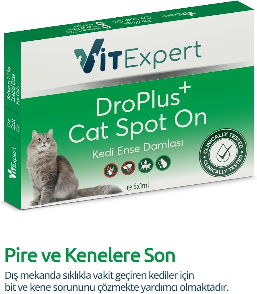 Droplus Kedi Damlası Pire Dış Parazit Bit Kene Deri Bakımı Için Bitkisel Damla (1-7 Kg) 5 Tüp (1)