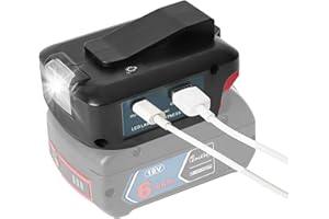 Adapter ładowarki USB QUPERR do profesjonalnych akumulatorów Bosch 18 V z portem DC 12 V i dwoma portami USB oraz lampą roboczą LED i klipsem do paska (akumulator nie wchodzi w skład zestawu)