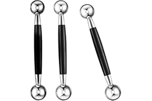 QINCLING 3 Stücke Doppelseitig Aushöhllöffel Edelstahl Eisportionierer Set Kugelformer Melone Melonenausstecher Kugeln klein Melonenballer Melonenlöffel Melonenkugelausstecher für Gemüse Obst