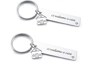 Zysta Portachiavi Unisex in Acciaio Inox, Pendente Casa e Personalizzabile, Regalo per Familiare per Compleanno Anniversario per Casa Felice