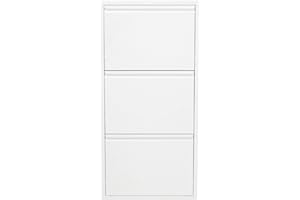 Kare Design Schuhschrank Caruso Weiß, Metall, mit 3 Klappen, Schuhablage für 6 Paar Schuhe, schmal, platzsparend, hoch, Schuhregal, Eingangsbereich, 103x50x15 cm (H/B/T)