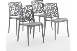 SIEDITI FUORI E DENTRO Sedie in polipropilene con fibra di vetro impilabili per interno, cucina o sala da pranzo, per esterno e giardino, sedie da bar e ristorante, di design - Dafne (4 Sedie, Grigio Scuro)