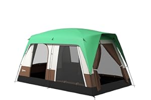Outsunny Tenda da Campeggio 4 Posti Impermeabile con Finestre a Rete, Tenda a Tunnel in Poliestere, 490x305x225 cm, Verde