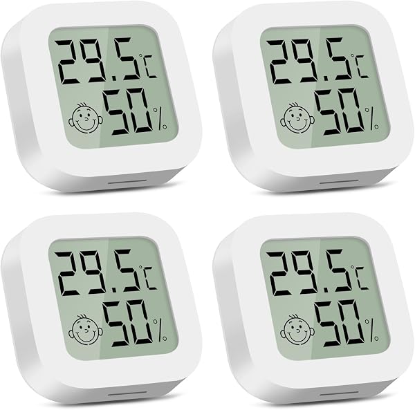CNMTCCO Digital Room Thermometer Indoor, 4 Pack Hygrometer Humidity Meter for Baby Nursery, Home, Greenhouse, Temperature and Humidity Monitor with Clear LCD Display(White) - 1