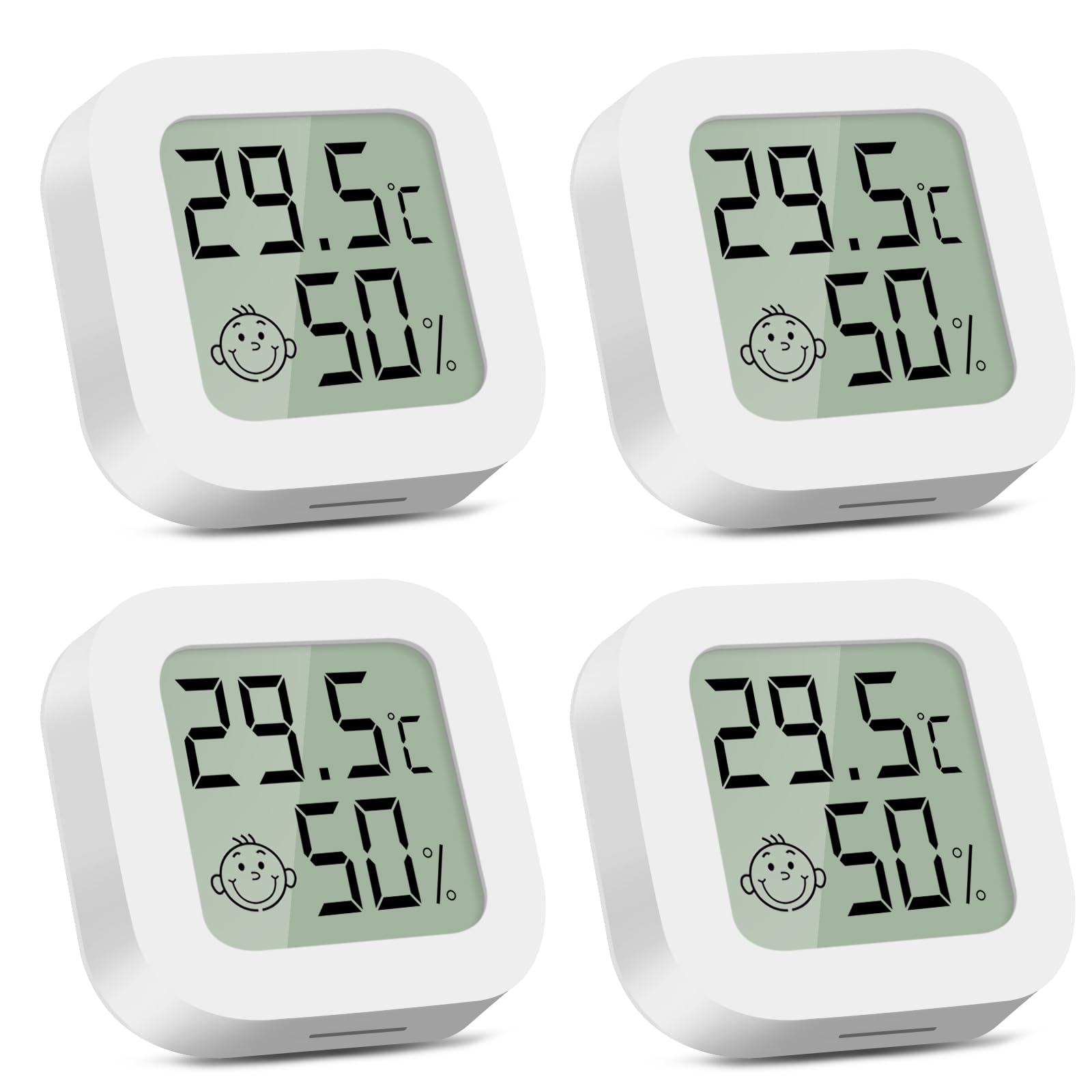 CNMTCCO Thermometer, 4 Stück Hygrometer Innen, Luftfeuchtigkeitsmesser Raumthermometer Innen für Babyzimmer Office Wohnzimmer Gewächshaus Lager Keller Weinkeller (Weiß) - 1