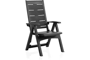 SP Berner Shaf - Sillon Jardin Legno | Sillon Exterior Multiposición en Color Antracita | Fabricado en España con Materiales Reciclados