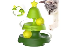 COMEPEW Interactive Cat Toy Ball Turntable, 2024 Neuest Interaktives Katzenspielzeug, Tower of Tracks für Katzen mit LED Ball 3-Lagiger Katzenspielzeug Selbstbeschäftigung mit Katzenminze (Grün)