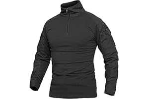 Uugood Camicia Militare Uomo, T-Shirt da Combattimento a Maniche Lunghe, Camicia Airsoft Camicia Camouflage Uniforme Tattica Multicam per la Caccia di Paintball dell'Esercito