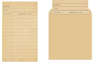SMARSTICKER Library Card Pocket with Envelopes, Self Adhesive, Book, Cash Cards, Due Date, Note Cards, Vintage Library Card, Reading List, Bookmark, Card for Book Tills, Classroom Supplies,