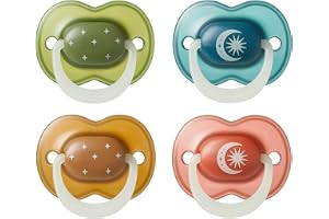 Tommee Tippee NightGlow Dummy, 18-36 Months, 4 Pack, Glow in The Dark, Orthodontic Soother, Air Holes, Symmetrical Teat, Ster