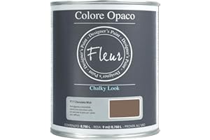 FLEUR DESIGNER'S PAINT | Pittura Chalk Paint Opaca, 750 ml, Senza Carteggiare, Multisuperficie, Colore F17 Chocolate Wish, Effetto Gesso, Per Pareti e Mobili, Extra Opaco, Ad Acqua, Made in Italy