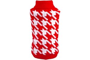 YAOTT Maglione Cane Cuccioli Morbido Caldo, con Motivo a Pied de Poule, Maglioncino Cappotto Invernale per Animali Domestici di Taglia Piccola e Media, Abbigliamento a Collo Alto per Cani Gatti Rosso XXL