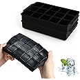 JOPHEK Ice Cube Tray, Pack of 2, 30 Compartments Silicone Ice Cube Tray, Large Square Ice Cubes, 3.5 cm for Cocktails, Whisky, Wine, Fruit, Fruit Purees, Ice Cream, Iced Tea