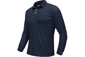 EKLENTSON Polos pour Hommes À Manches Longues T-Shirts De Golf De Travail Chemises Légères Et Respirantes T-Shirts De Travail À Séchage Rapide Hauts De Sport Décontractés