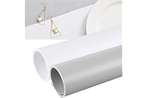 Selens Tło fotograficzne z PCW, 50 x 100 cm, białe, szare, matowe, winylowe, tło do fotografii, studia fotograficznego, wideo, 2 sztuki