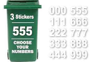 RUBIGO Paquete de 3 números de basura para contenedores – números 0 – 9 pegatinas de basura para cubos de ruedas, números pegajosos, números de papelera (5)