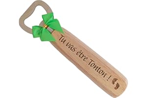 BOMOSKI Tu vas être Tonton - Décapsuleur En Bois Gravé et Personnalisé Idée De Cadeau Futur Tonton pour une Annonce Grossesse Originale Pour un Futur Oncle