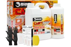 Resina Epoxi Transparente RHINO Smart Solutions CASTIDEEP 2:1 (3KG) Resina Epóxica y Endurecedor para Manualidades, Revestimientos, Creaciones Artísticas, Joyería, Bricolaje | 2 Componentes