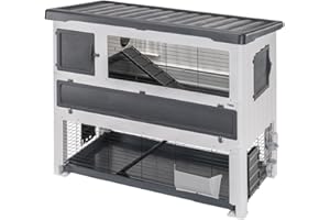 Ferplast Cage Lapin Grand Lodge 140 Plus, Clapier Extérieur 2 Étages, Lapins, Cochons d'Inde, Enclos pour Lapins Animaux Domestiques, avec Maisonnette et Abreuvoir, 134 x 73 x h 117 cm