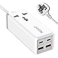 PEGANT 65W 2M Power Extension with 4-Port USB Fast Charger Adapter Universal Plug Socket + 2 USB-C PD3.0 and 2 USB-A QC Surge Protector Outlet 2M Cable for iPhone 16 MacBook Laptop Travel