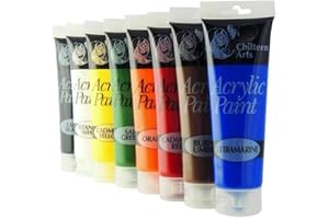 CHILTERN WOVE Chiltern Arts 8 Tubes of Assorted Colour Acrylic Paint - Tubes 120 ml (Pack of 8)