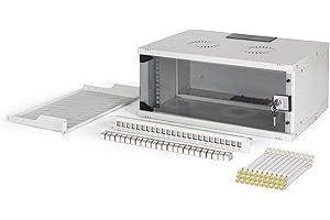 DIGITUS Kit réseau 19 Pouces – Armoire réseau 4U – Étagère 1U – Panneau de Brassage 24 Ports – 24 modules Keystone – 30 câbles Patch Cat 6A – Non monté – Soho Pro – Gris