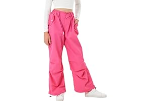 Rolanko Ragazze Pantaloni Larghi da Paracadutista, Joggers Vintage Y2K con Elastico in Vita Regolabile per Bambini