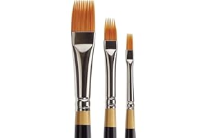KINGART Brosse d'artiste de qualité supérieure, Golden TAKLON - Râteau Plat doré Set of 3