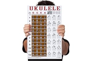 Laminated Ukulele Fretboard Notes & Easy Beginner Chord Chart 11"x17" Instructional Poster for Soprano Concert Tenor Uke by A New Song Music
