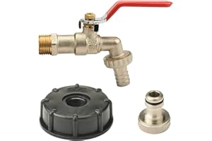 Profiwoab IBC Tank Zubehör, 1/2 Zoll Brass IBC Container Zubehör,IBC Auslaufhahn,Ibc Valve für For S60x6 Wassertank 1000l Ibc Container Ibc Adapter Garten, Wassertank