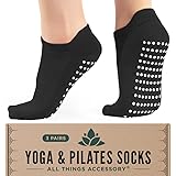 All Things Accessory 3 x Paia di Calze Anti-Scivolo Yoga Pilates Arti Marziali Fitness Danza Barre, Antiscivolo, Calze con Gr