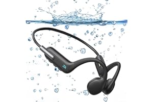 JOHIEAR Waterproof Headphones Bone Conduction Headphones IP68 Swimming Wireless Headset Bluetooth 5.3 Open Ear Sports Earphones with MP3 Player for Underwater Swimming, Running, Cycling,Hiking